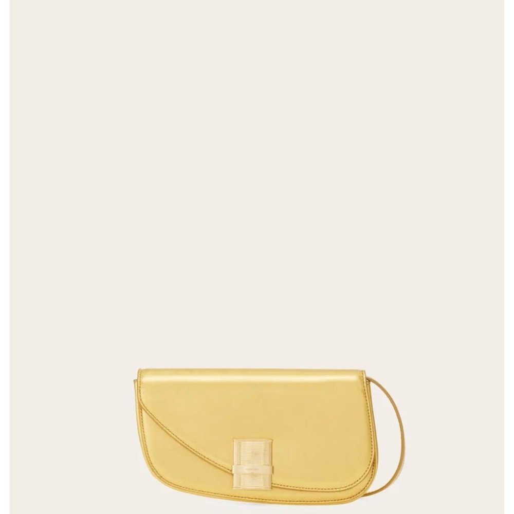 Salvatore Ferragamo Gold Clutch with Minimalist Design
